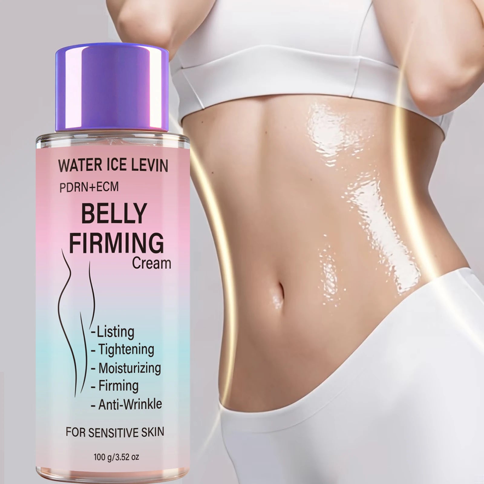 Sensitive Skin Abdominal Tightening Cream with PDRN ECM, Collagen Moisturizing Anti-Wrinkle Belly Lotion Qme
