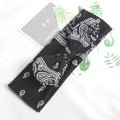Vintage Soft Paisley Cashew Flowers Hair Bands Pilates Elastic Yoga Qme black