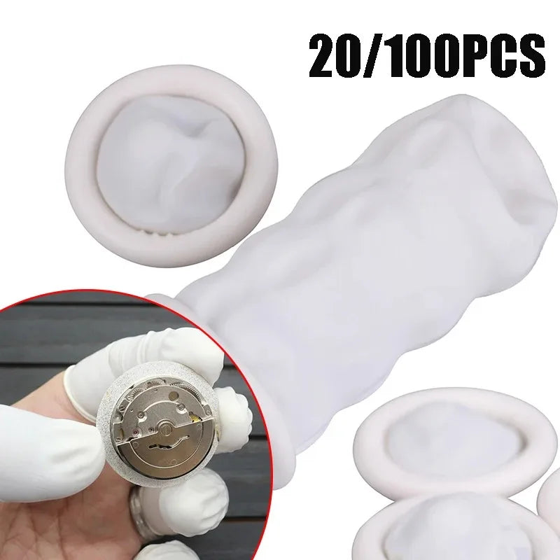 White Latex Powder Free Disposable Finger Cots Anti-Slip for Nail Art Tattoo Beauty Use Qme