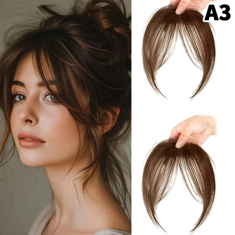 Natural Hair Wig Bangs Synthetic Fluffy Extensions Clip-on Hairpieces Qme A3