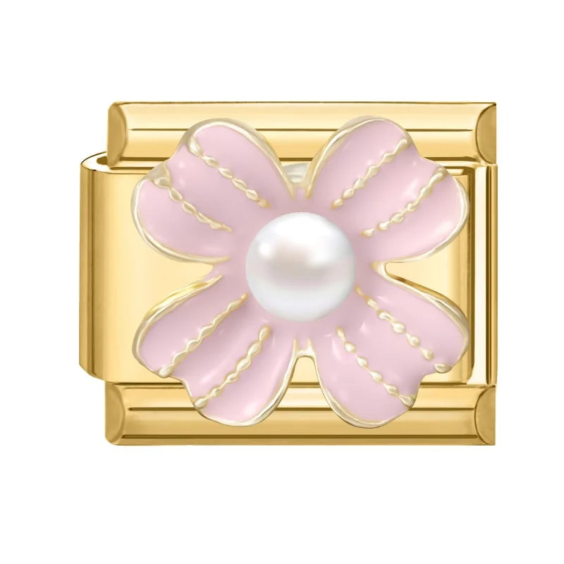 2026 Fashion Vintage Golden Pearl Flowers Gourd Shiny CZ Butterfly Italian Charms Fit 9mm Stainless Steel Bracelet Jewelry Gift Qme Style 8