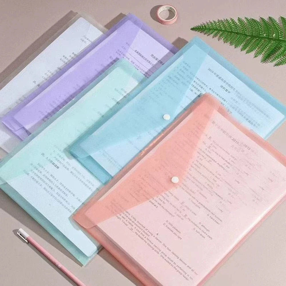 10/20/40/60 Pieces, Colorful Transparent Document Bag, A4 Size PP Plastic Student Folder, Easy To Organize School Supplies Qme