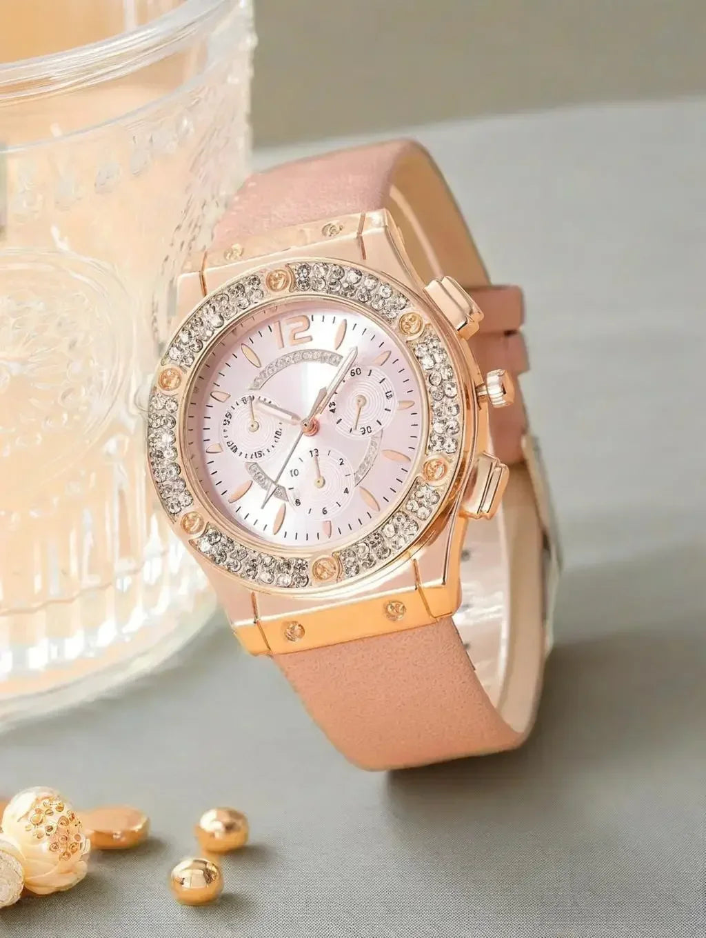 1pcs/set of versatile and fashionable PU strap watch, minimalist watch, women's trendy quartz watch Qme