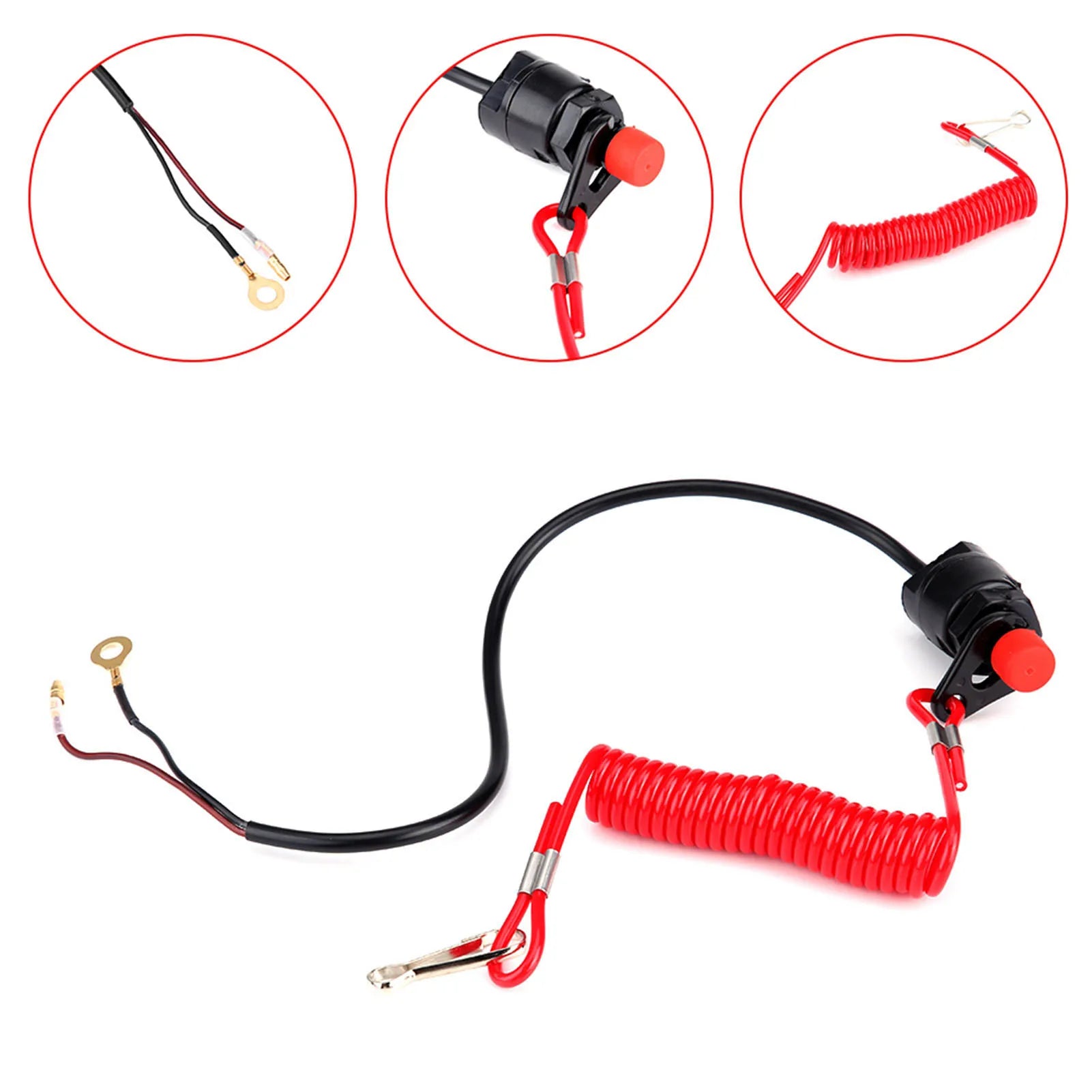 Emergency Engine Kill Motorcycle Outboard Lawn Mowers Emergency Engine Kill Stop W/ Tether Lanyard Cord Qme