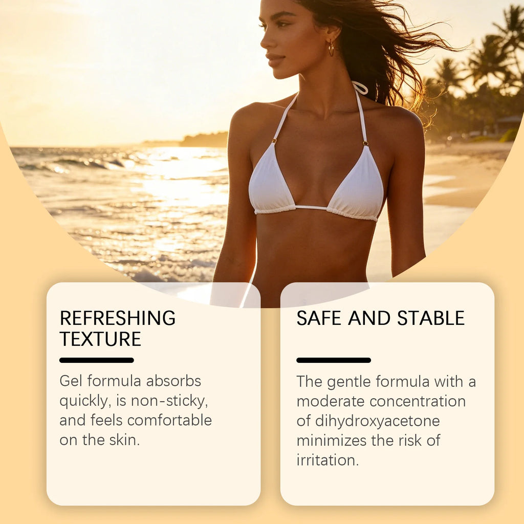 Carroten Gentle Tanning Gel Natural-Looking Sunless Tanner for Body Streak-Free Gradual Tan Hydrating Body Bronzer Non-Greasy Qme