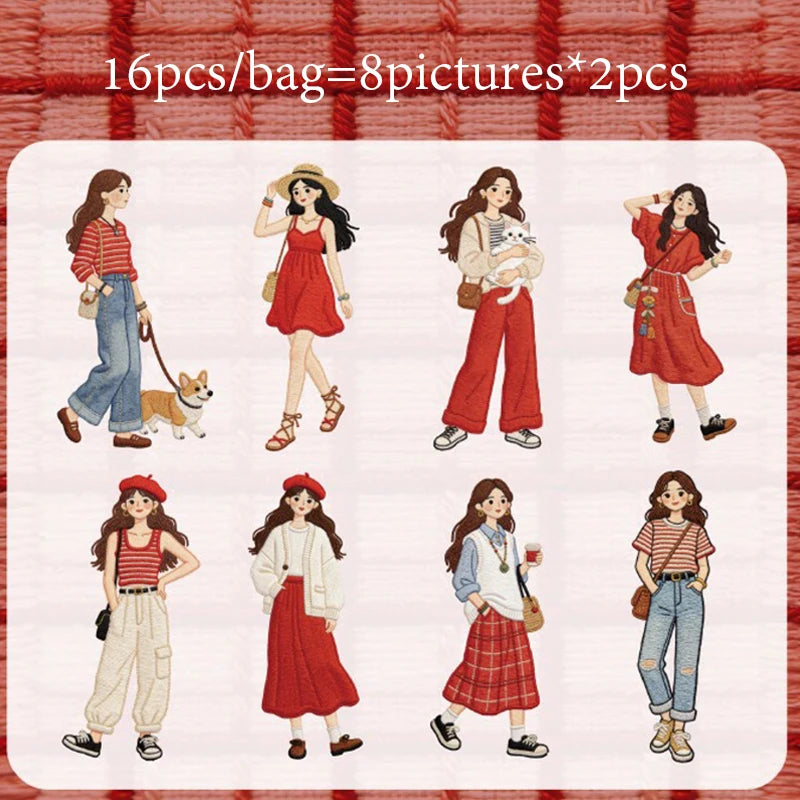 Vintage Fashion Girl Sticker Pack, BFF Theme Journal & Guka Decor Material, Must-Have for Stationery Lovers Qme B