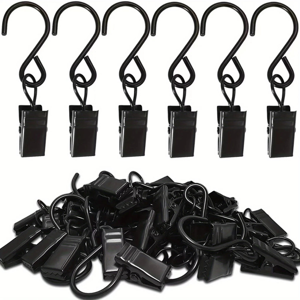20pcs Of S-shaped Hooks for Curtains, Hangers for Draining Sinks And Camping Tents, Art And Craft Displays, Qme Black