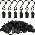 20pcs Of S-shaped Hooks for Curtains, Hangers for Draining Sinks And Camping Tents, Art And Craft Displays, Qme Black