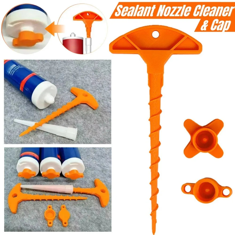 1 Set Glass Glue Sealing Cap Nozzle Cleaning Tools Portable Glass Caulk Tubes Prevents Drying Sealant Gun Nozzle Dredge Tools Qme