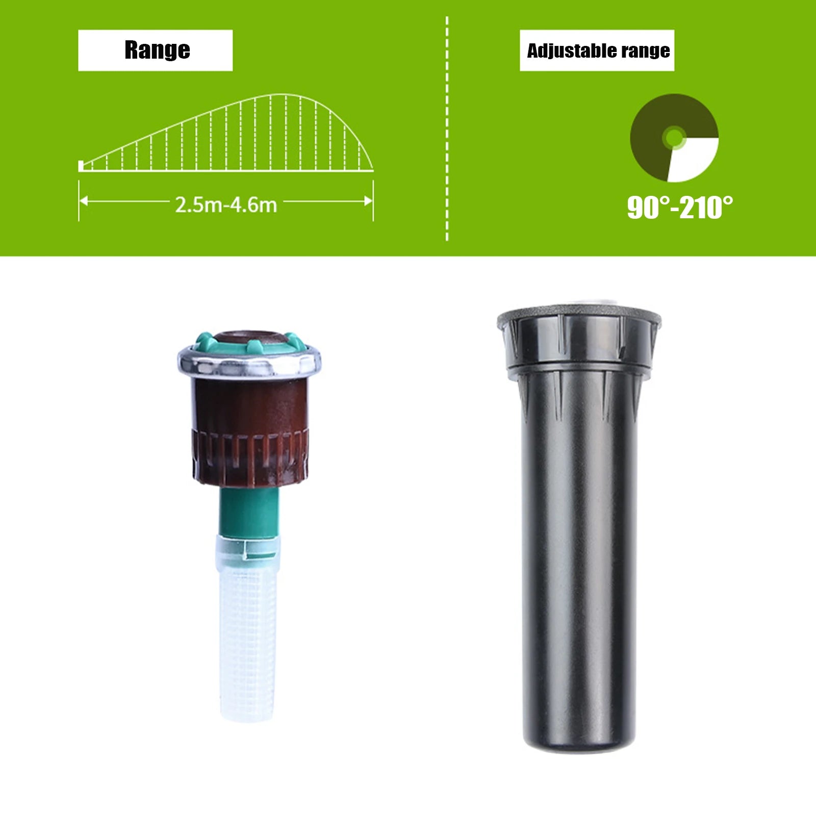 Ray Jet Nozzle Sprinkler with 90-210/360 Degree Arc Garden Water Sprinkler 2.5-10.7m Range for Plant Flower Bed and Yard Area Qme Style A