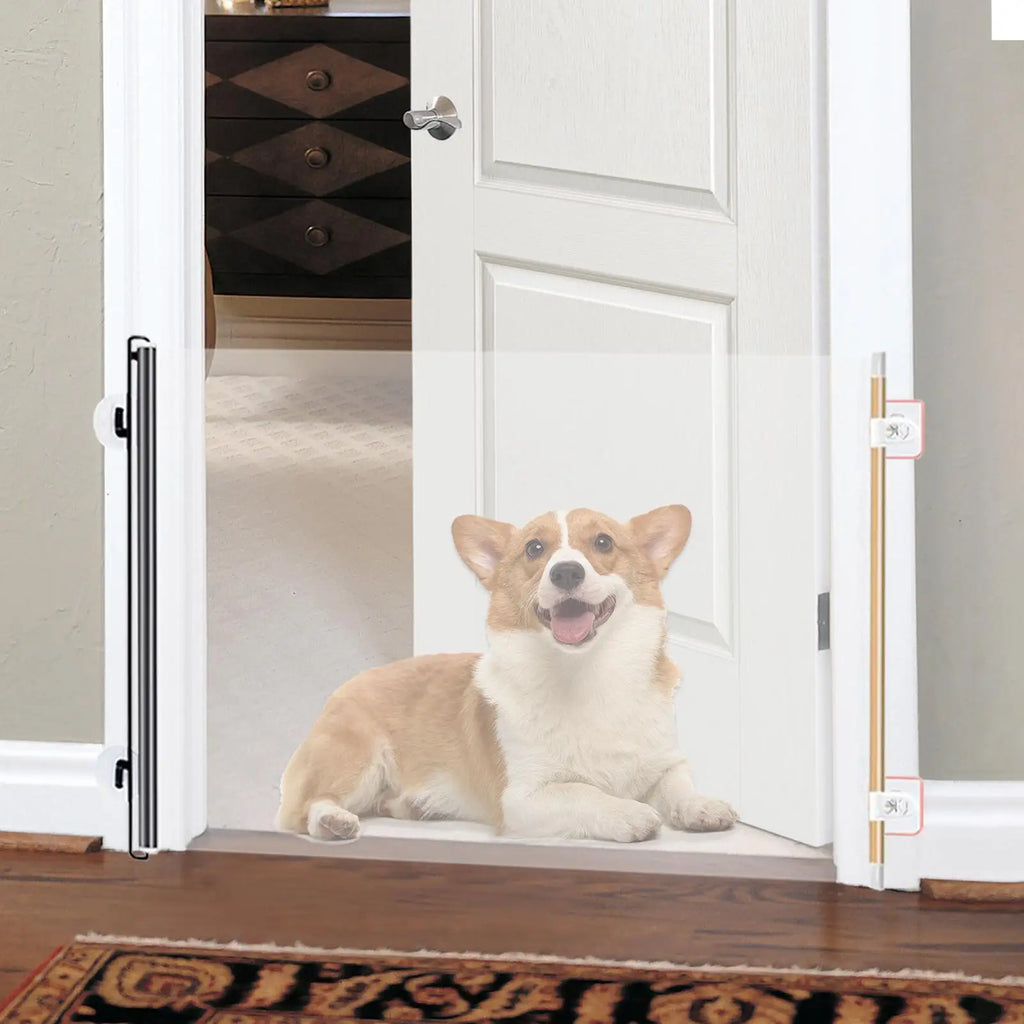 Retractable Pet Gate Adjustable Mesh Dog Expandable Folding Barrier Qme