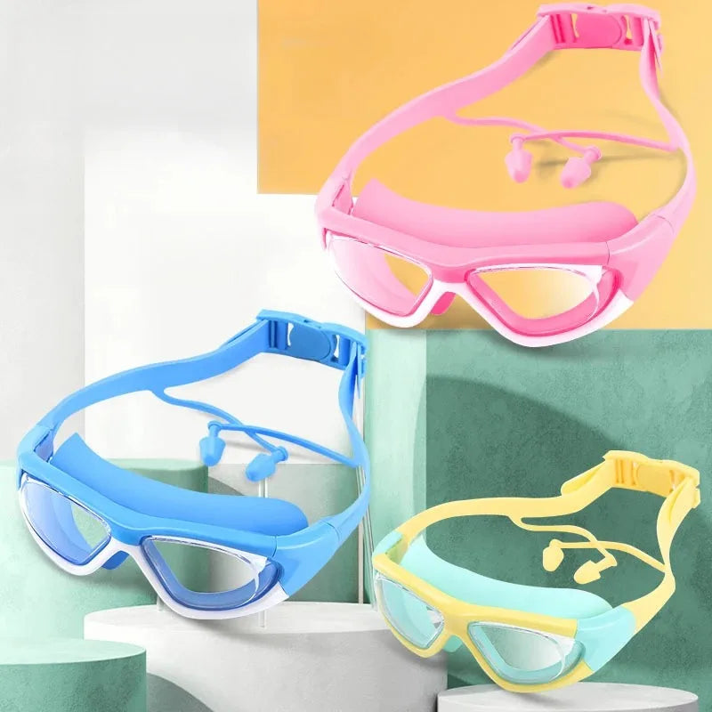 Anti-fog Kids Swim Goggles Large Frame UV Protection Silicone No Qme