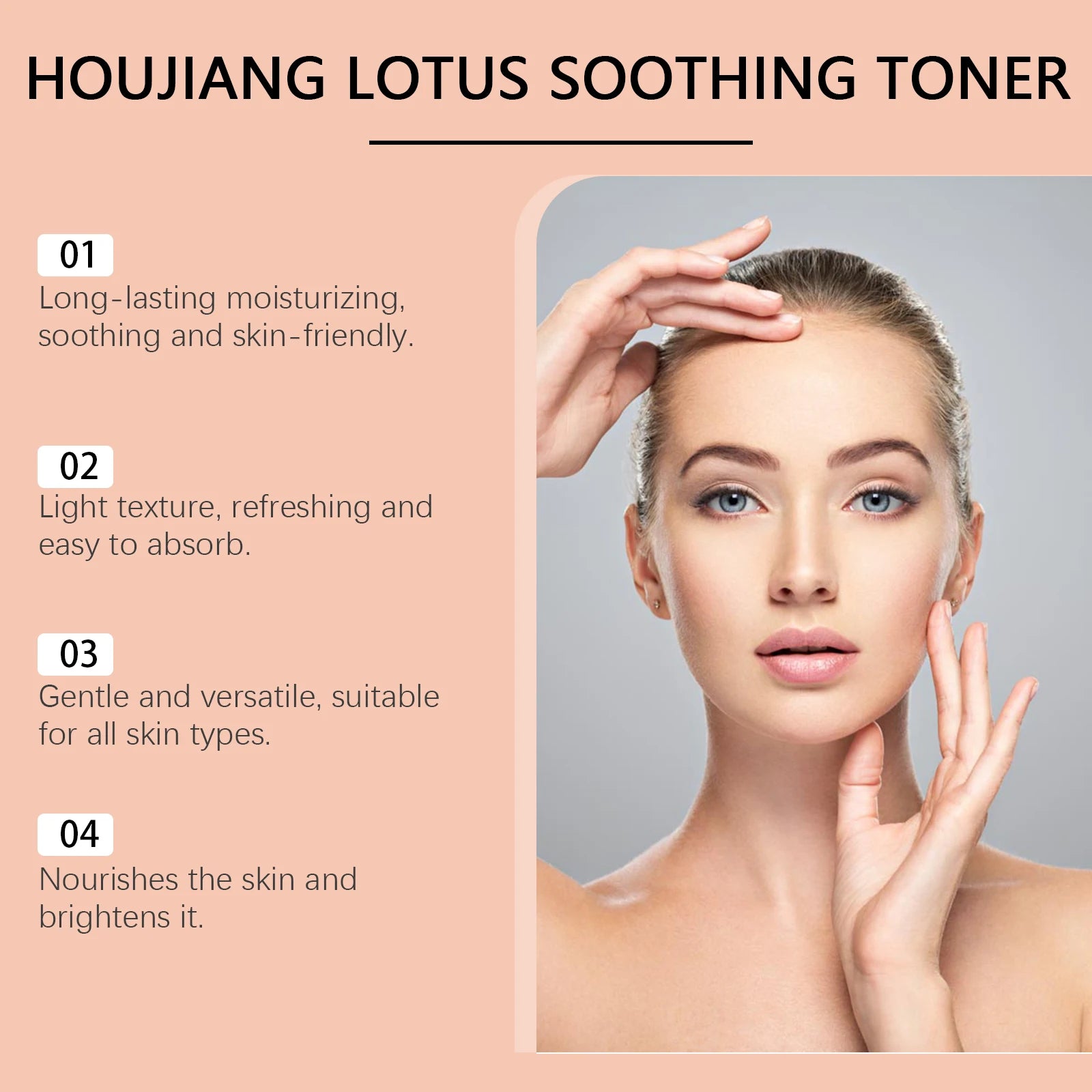 Lotus Facial Toner Soothing Moisturizing Smoothing Brightening Firming Skin Care for Sensitive Skin Pore Refining Essence Toner Qme