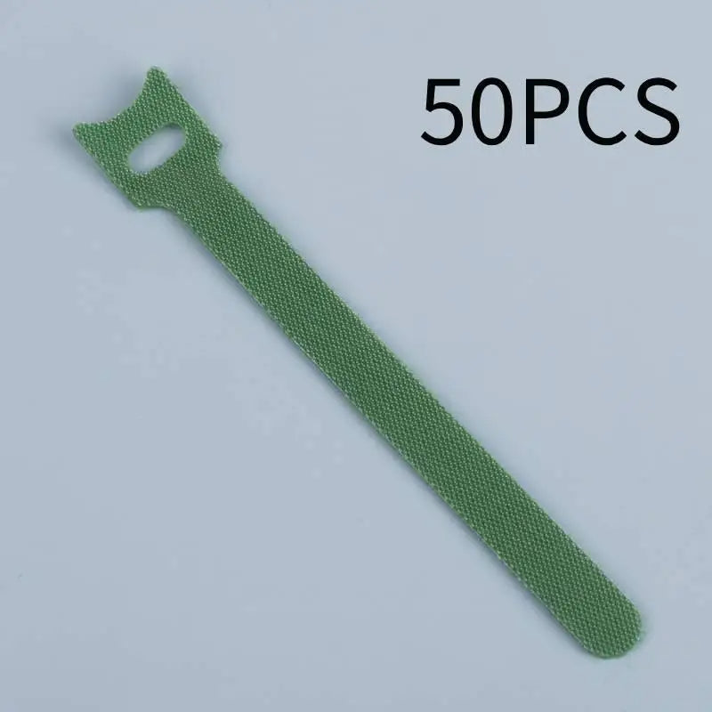 Organized Cable Setup 30 50 Reusable Hook Loop Straps Qme green 50pcs