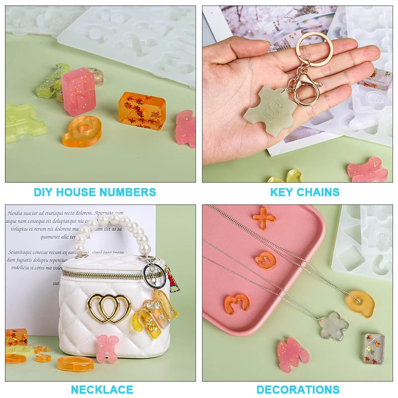 Alphabet Resin Silicone Mould Resin Letter Number Molds Alphabet Keychain Molds for DIY Keychain Jewelry Pendant Making Qme