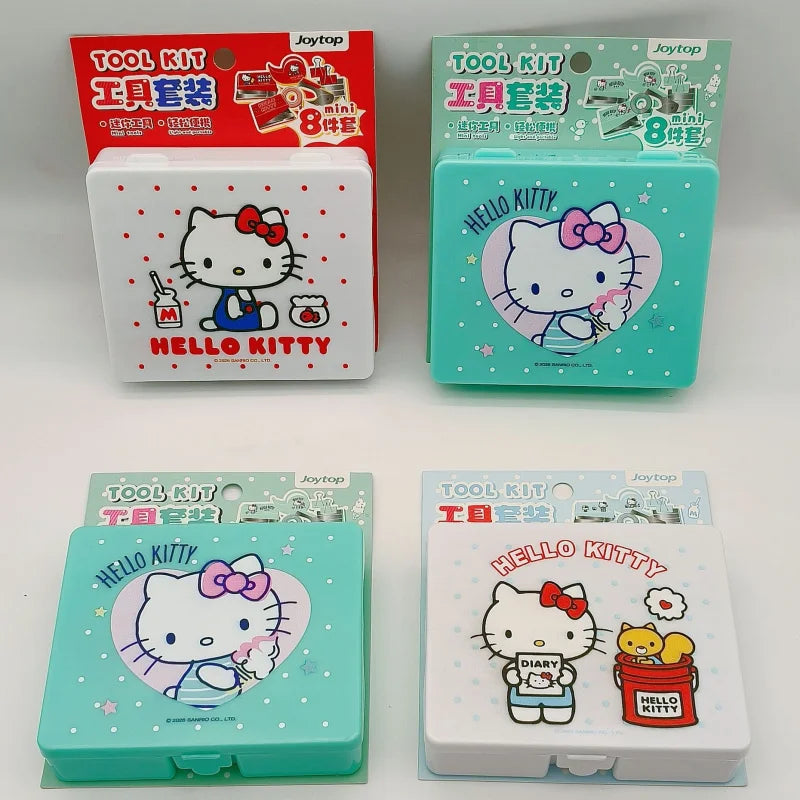 Hello Kitty Stapler Set Portable Hole Punch for Students Desktop Tool and Stationery Organizer Qme