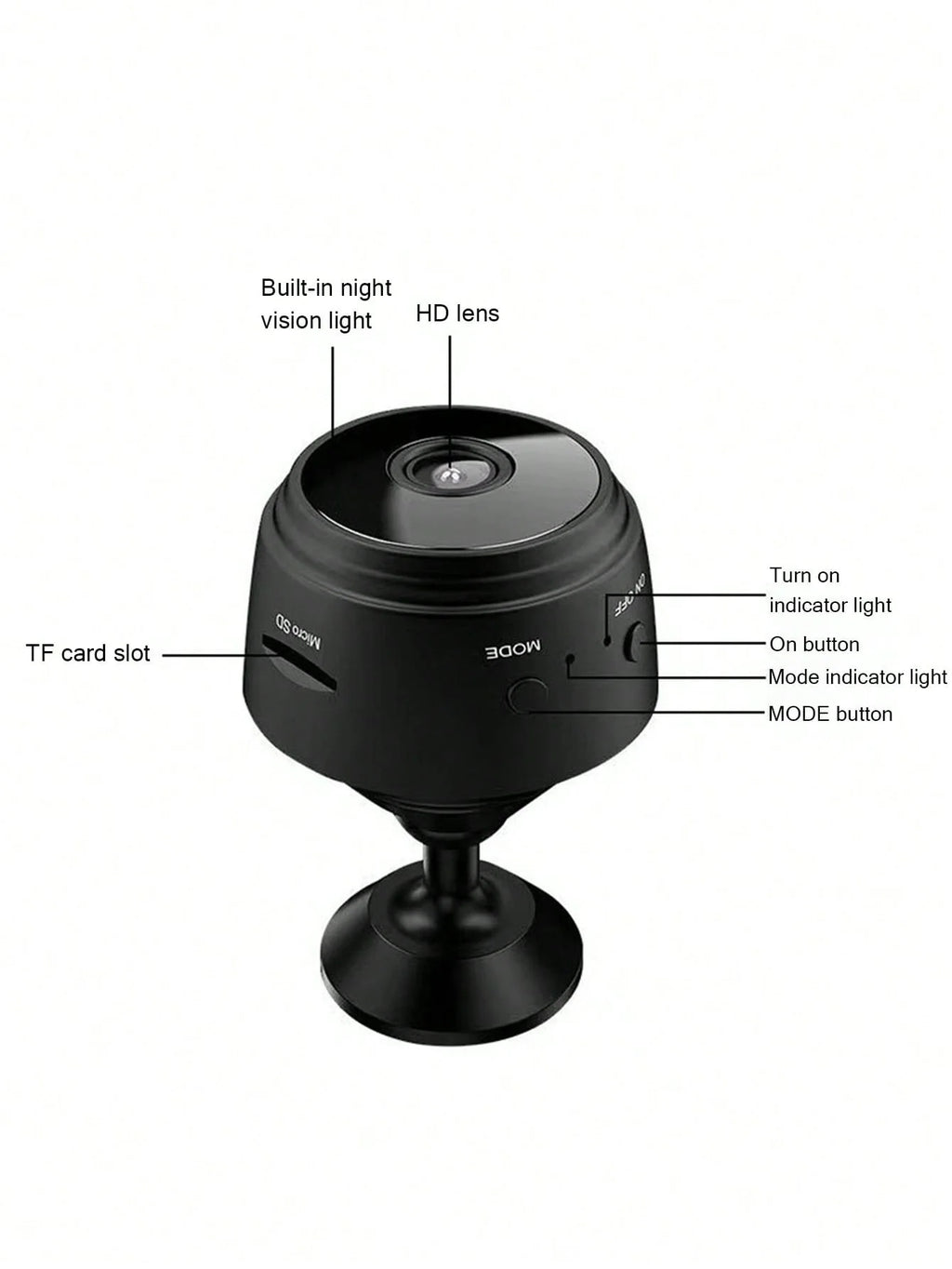 High-definition 1080P Home Night Vision Remote Monitoring Camera Qme black
