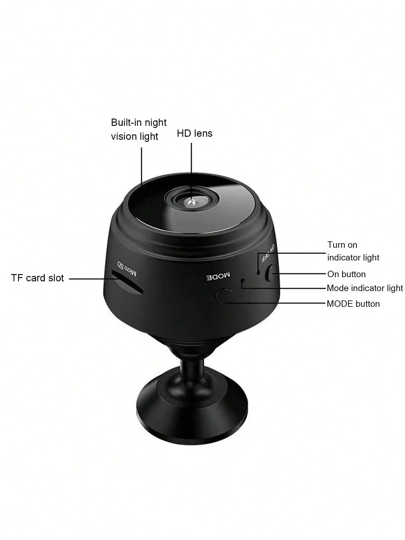 High-definition 1080P Home Night Vision Remote Monitoring Camera Qme black
