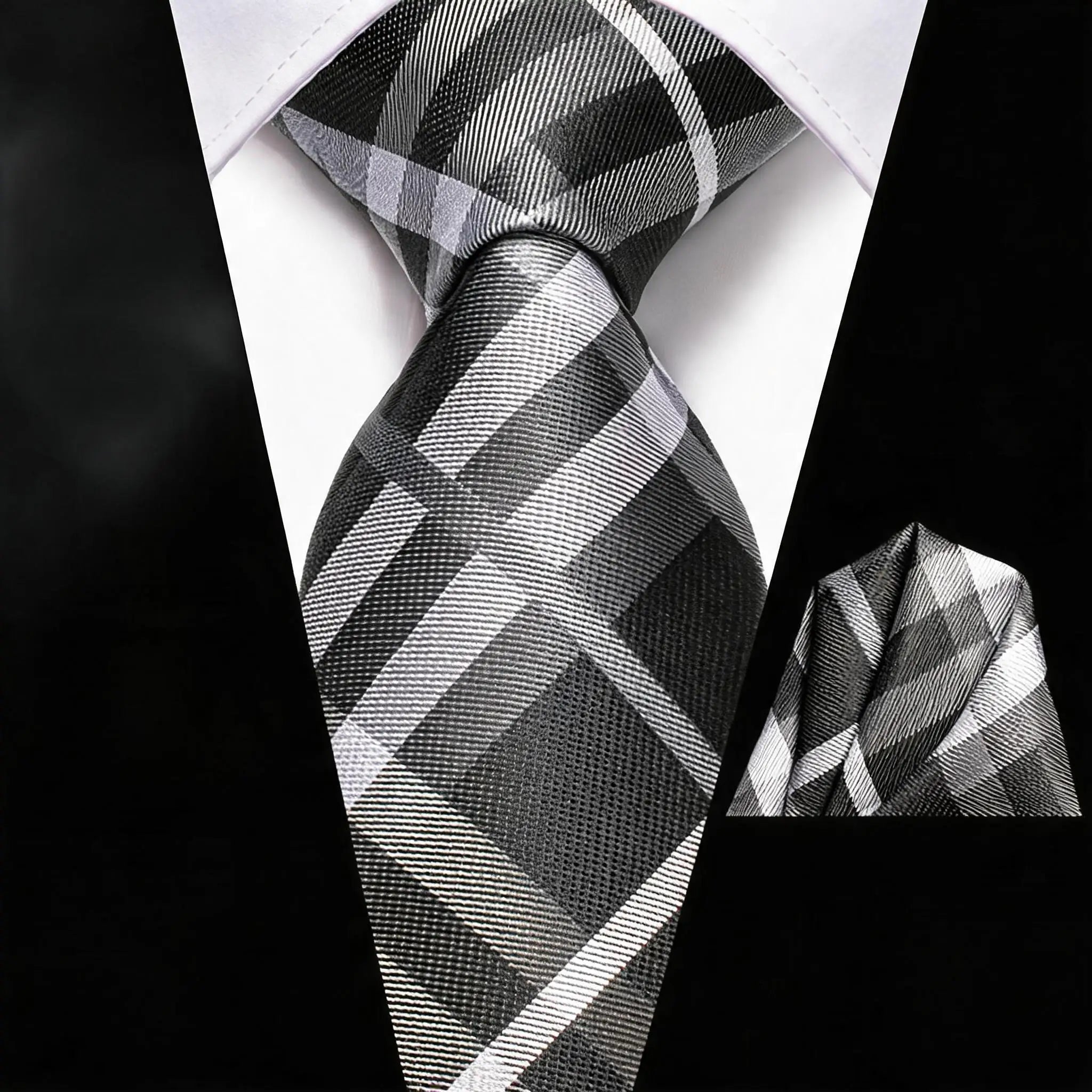 Men Formal Blue Orange Purple Grey Floral Plaid Necktie Pocket Square Qme LDSN3456