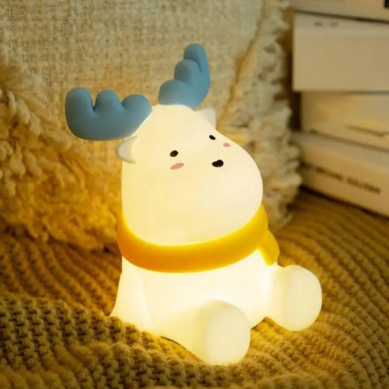 Reindeer Night Light Cute Silicone Elk Lamp Kids Dimmable Qme