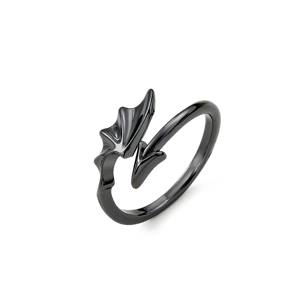 Korean Fashion Simple Couple Rings For Women Men Couple Goth Ring Punk Vintage Evil Wings Opening Finger Ring Jewelry Gifts Qme
