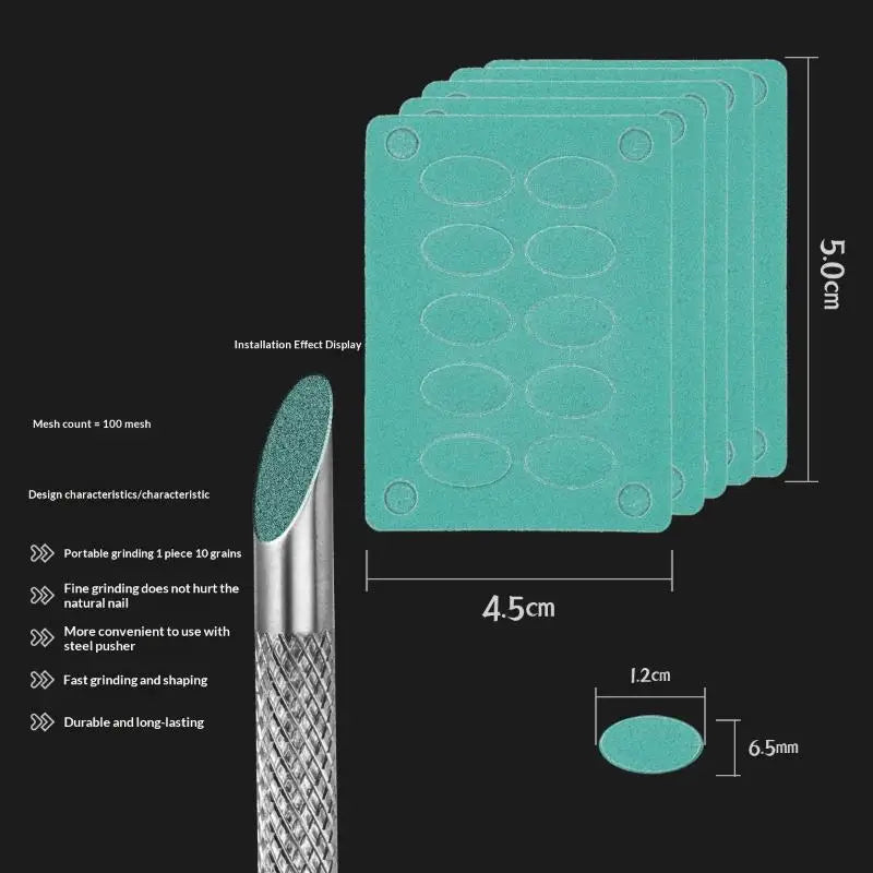 Double-ended Nail Beveled Head Cuticle Pusher Remover Stainless Steel Qme Green 5