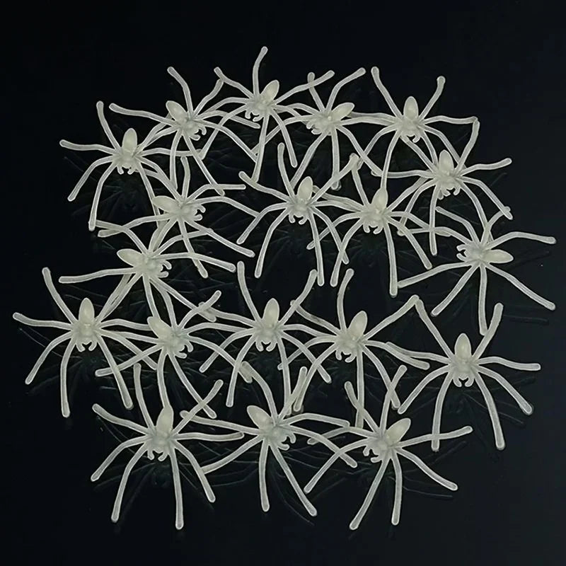 10Pcs Party DIY Decoration Halloween Luminous Rubber Fake Spider Plastic Figure Prank Funny Toy Home Halloween Party Decor Gift Qme