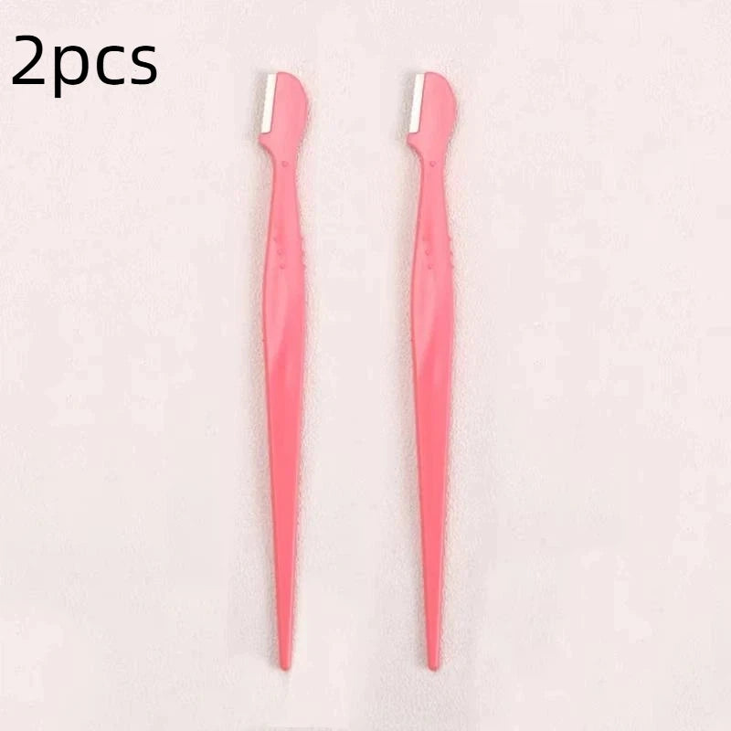 Precision Straight Handle Eyebrow Trimmers 2 3 Round Head Grooming Qme 2pcs Watermelon red