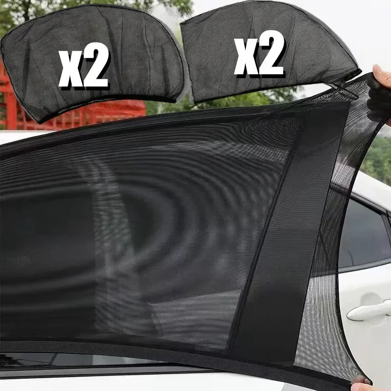 2pcs Car Rear Side Window Sunshade UV Protect Shield Mesh Prevent Mosquito Sunshine Privacy Protection Foldable Curtain Qme