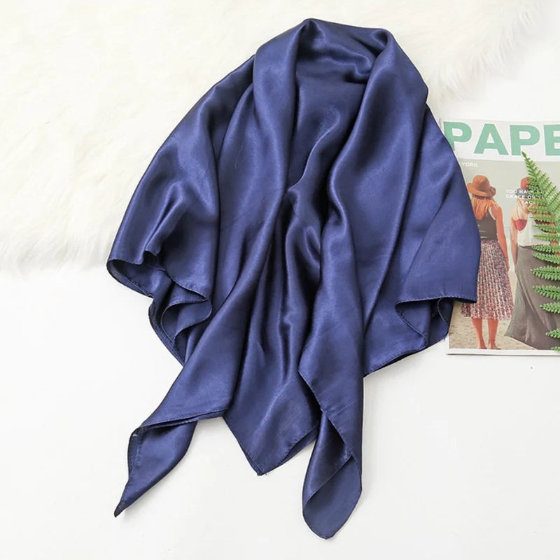 90 Big Headwraps Solid Colors Neckerchief Hijab Women Satin Headband Qme A18