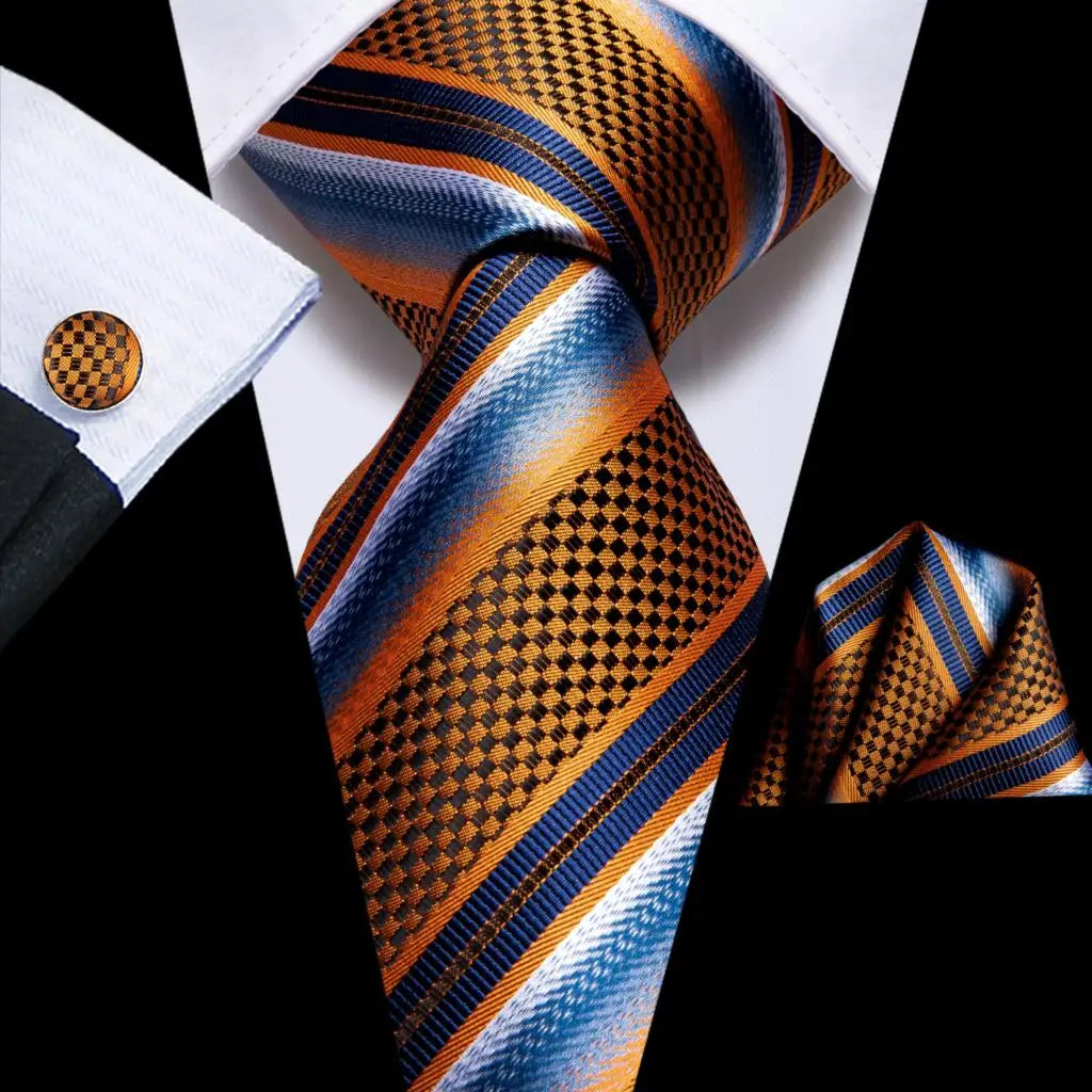 Navy Blue Striped Wedding Tie Men Fashion Design Green Red Necktie Qme