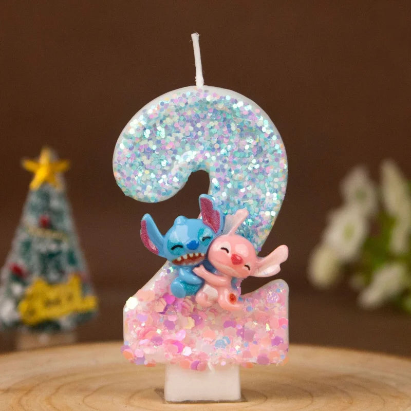 Stitch and Lilo Couple-Themed Number Candles Creative “Hugging” Candles for Birthday Cakes Festive Candles Qme