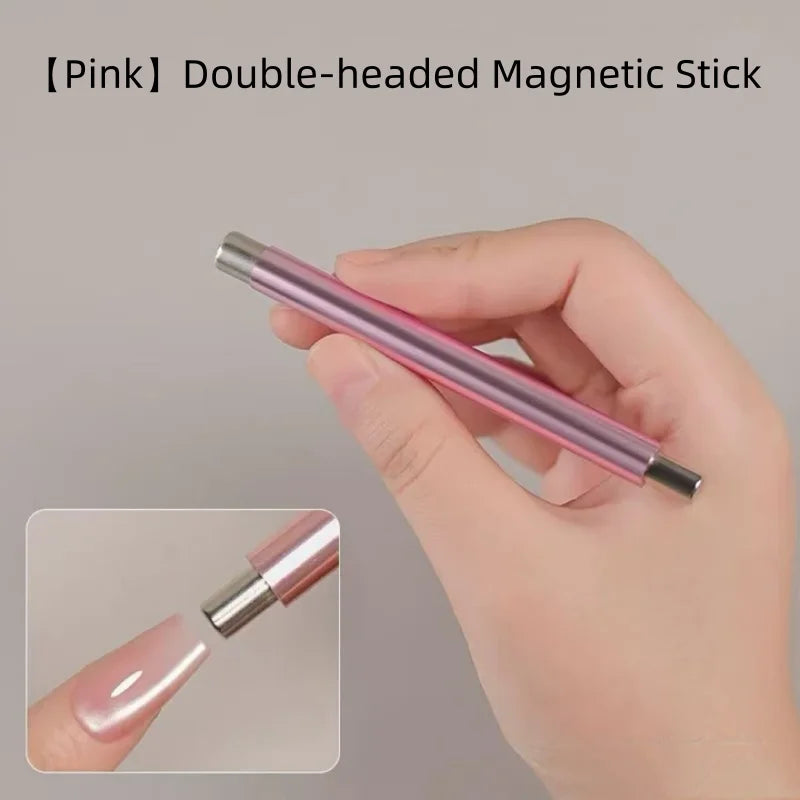 Glass Beads Special For Cat's Eye Pink Nail Magnetic Stick Newly Upgraded Nail Polish Glue Magnet Rod Double Head Magnetic Tool Qme 1pcs pink 1