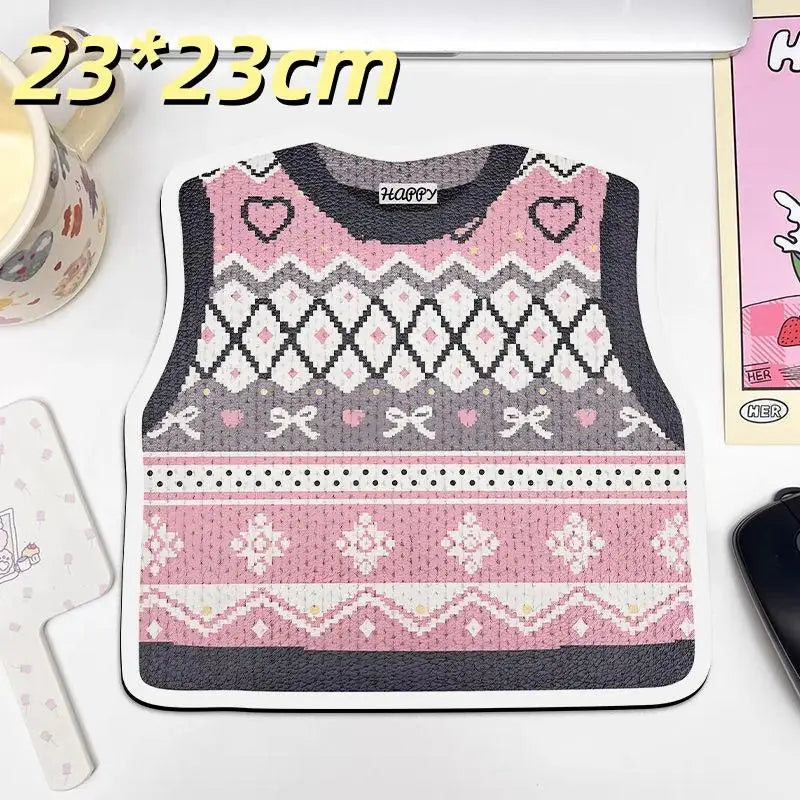 Desk Anti-slip Sweater Mouse Mat Simulated Printing Knitted Pad Cute Qme A5