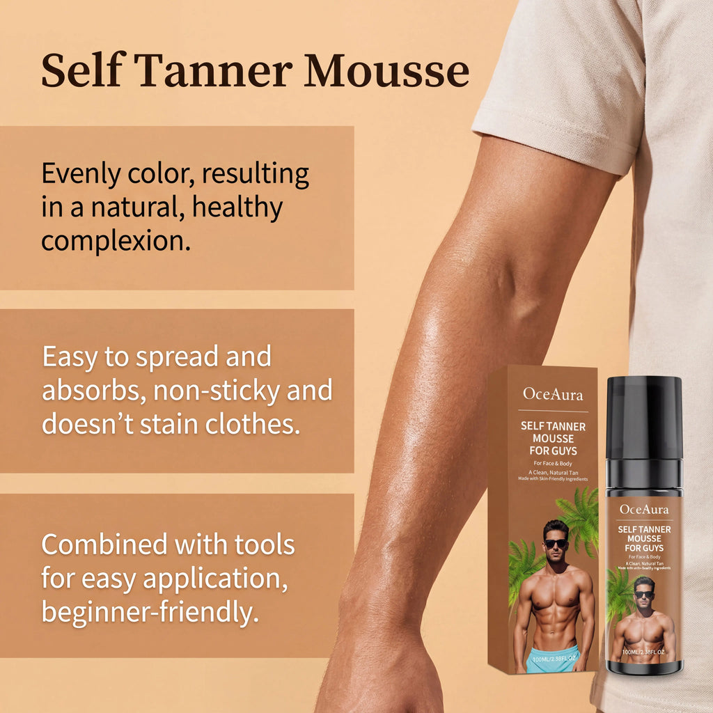 Self Tanner Mousse Natural Sunless Tanning Foam Streak-Free Quick-Drying Gradual Tan Hydrating Beautiful Tan Finish Body Care Qme
