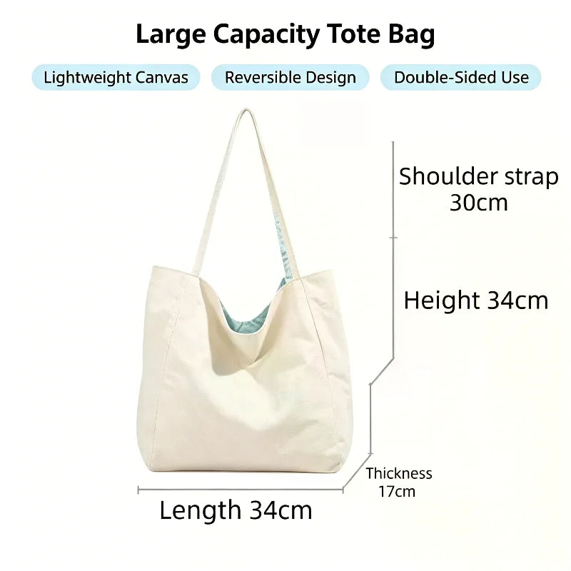 Lightweight Canvas Tote Bag Cute Pigeon Print Large Capacity For School Commute Shopping Daily Use Qme