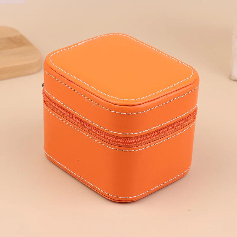 PU Leather Car Line Watch Box Business Pocket Portable Zipper Fashion Qme Orange
