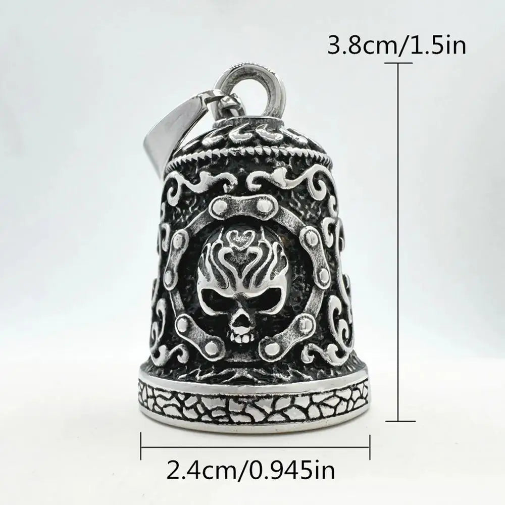 Motorcycle Bells Skull Bell Key Chain for Motorcycle Weatherproof Motorbike Accessories Handmade Rider Key Chain Ornament Qme Black