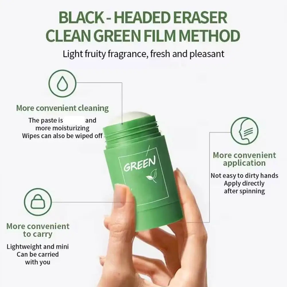 1/3PCS Green Tea Clay Stick For Face, Green Smear Acne Shrink Blackhead Green Tea Extract Facial Mask Pore Cleansing Qme
