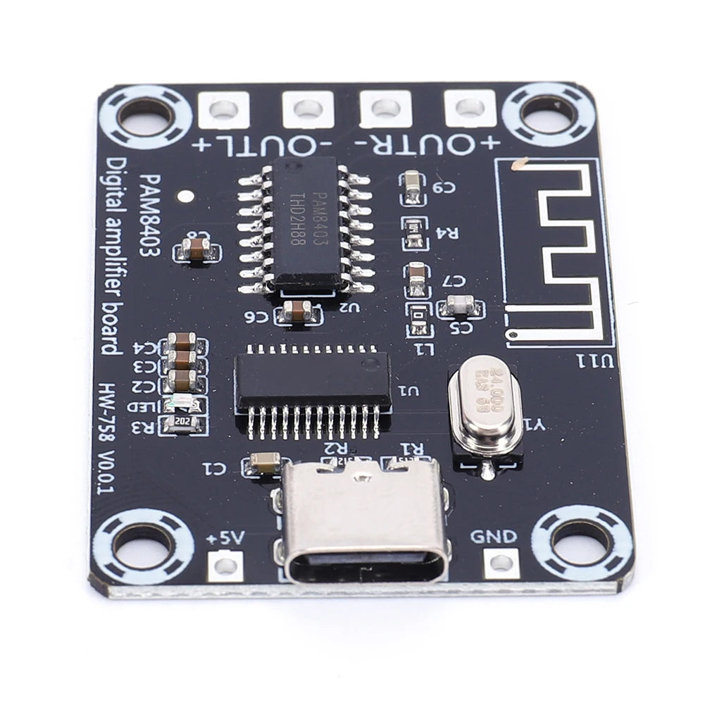 XH-A155 Mini PAM8403 Amplifier Board 5W+5W 2 Way Audio Power Amplifier Board TYPE-C Power Supply for Speakers Above 4 Inches Qme