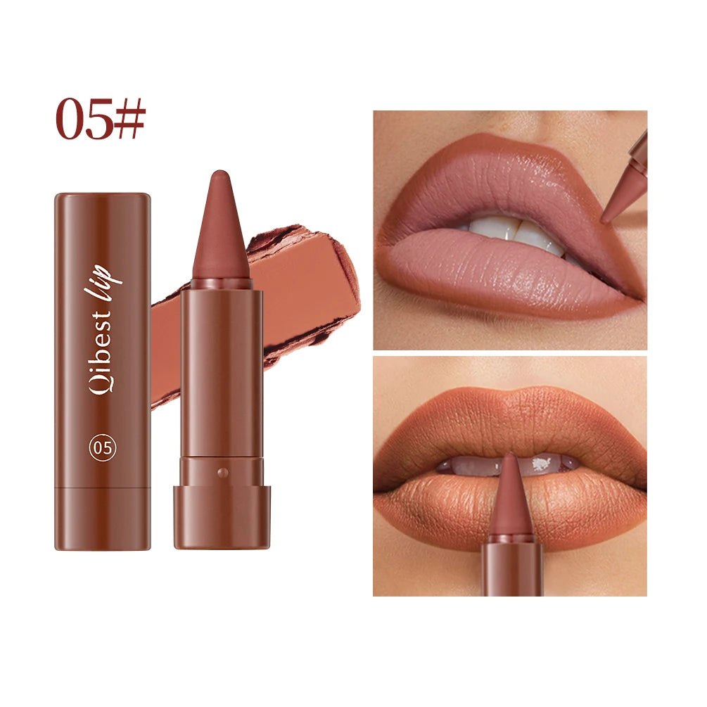 QIBEST Tapered Gradient Lipliner Long Lasting Matte Nude Brown Red Lipstick Waterproof Contouring Tint Lipliner Makeup Lip Stain Qme 05