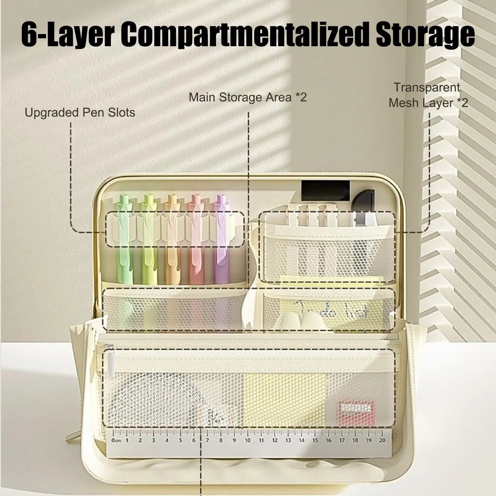 Large Pencil Case Aesthetic Waterproof Storage Organizer Standing Pen Qme