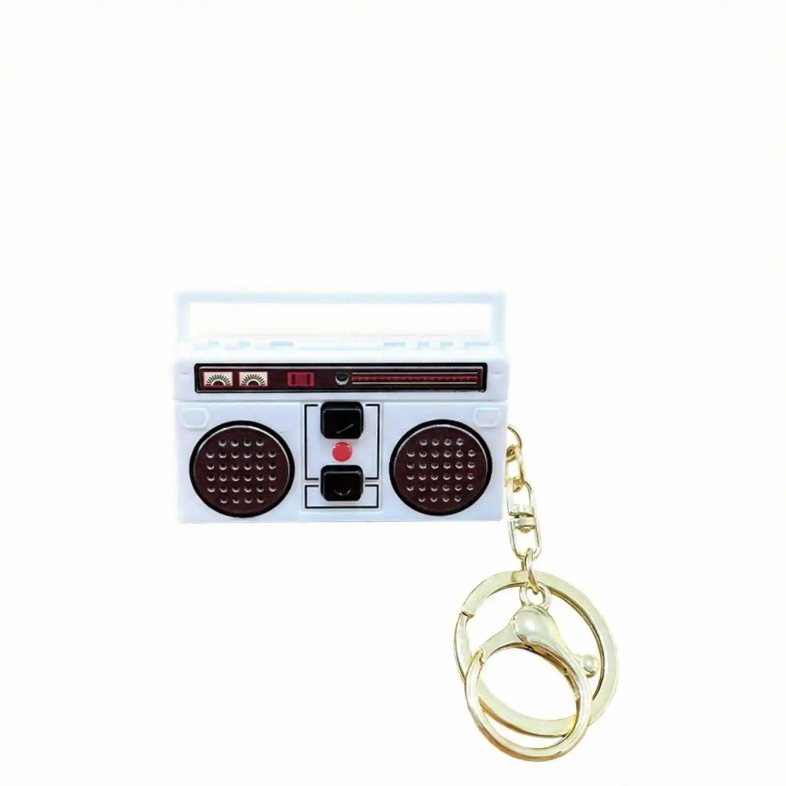 Creative Simulated Recorder Keychain Mini Portable Retro Album CD Fun Music Box Bag Decor Accessories Keyring for Friends Gifts Qme White One Size