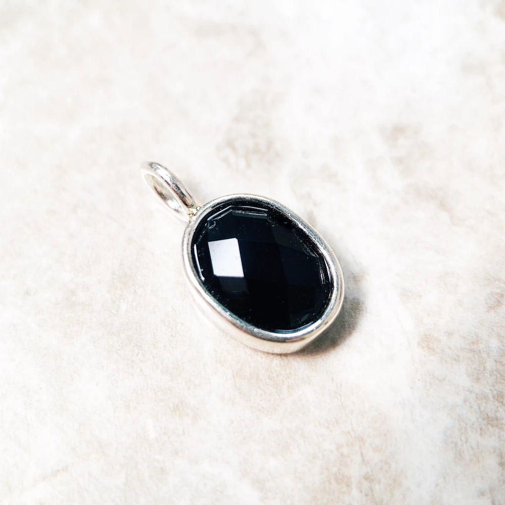 Pendant Oval Black Crystal Fashion Jewelry Europe Style 925 Sterling Silver Accessories Gift For Women Qme