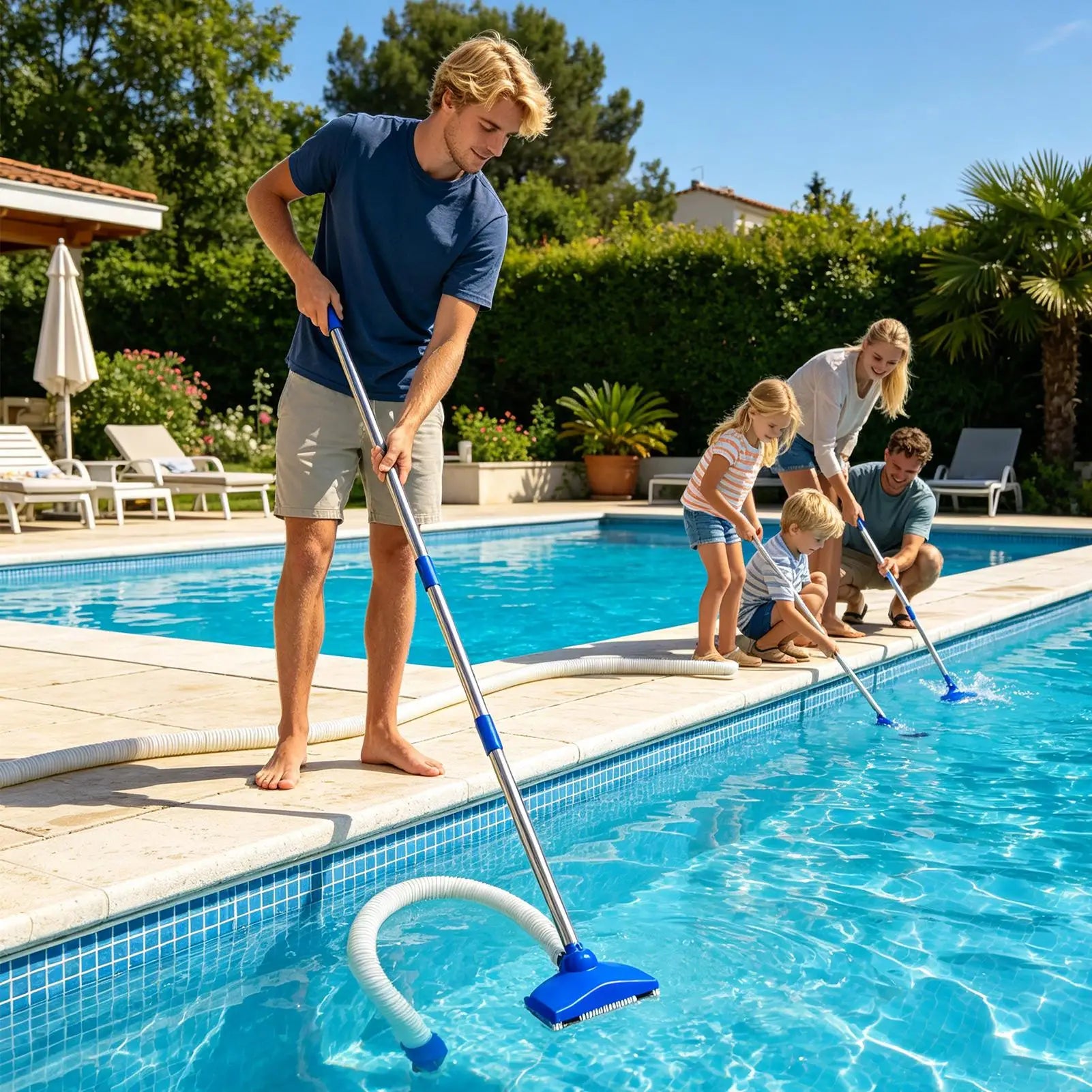 Pool Vacuum Handheld Automatic Tub Cleaner Outdoor Backyard Garden Qme