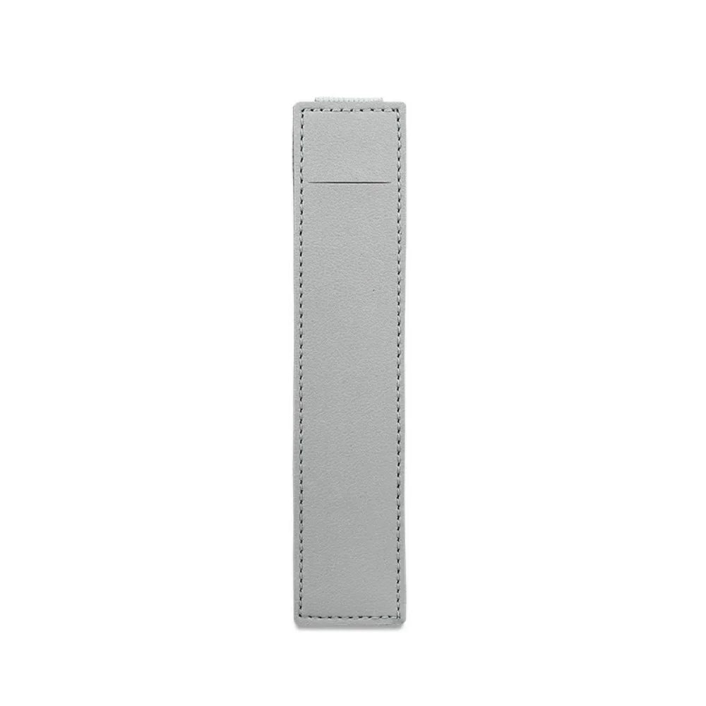 Pu Leather Pen Bag Elastic Buckle Book Notebook Fashion School Pen Case for Office Meeting Easy Carry Office Student Stationery Qme grey