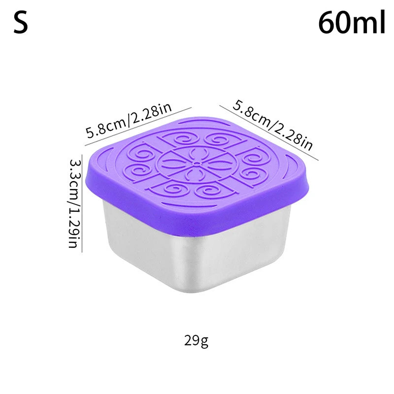 1 Stainless Steel Salad Box Snack Seasoning Container Silicone Lids Qme S Purple