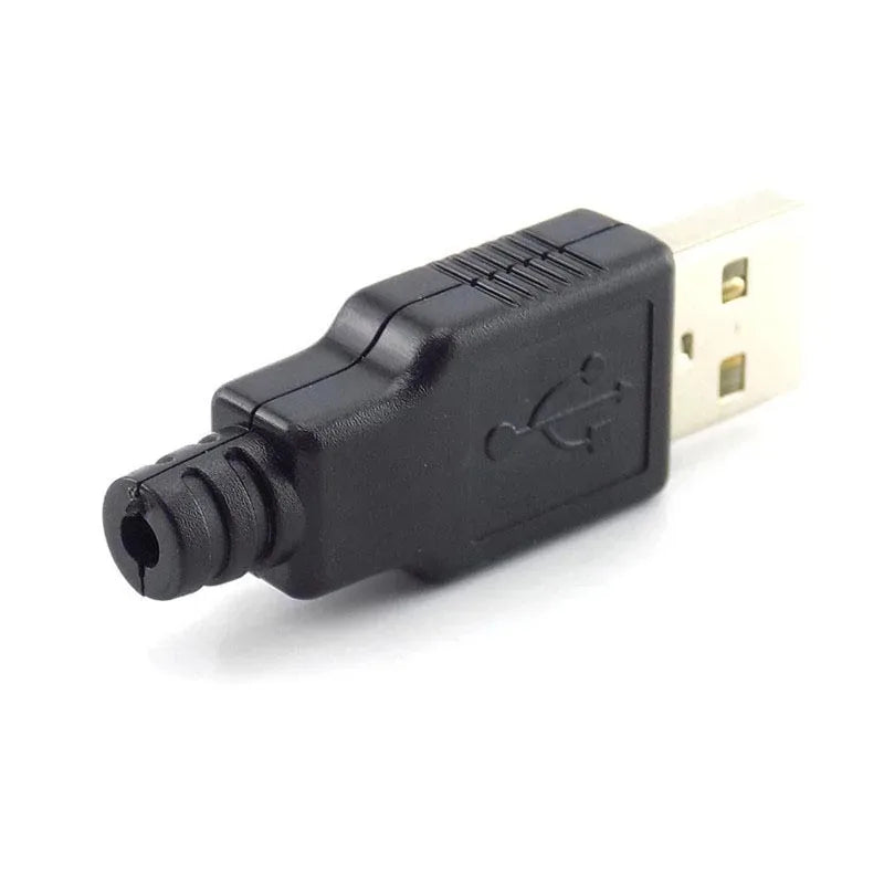 50pcs 4 Pin USB 2.0 Type A Male Socket plug Connector adapter With Black Plastic Cover Solder Type DIY Connector L19 Qme