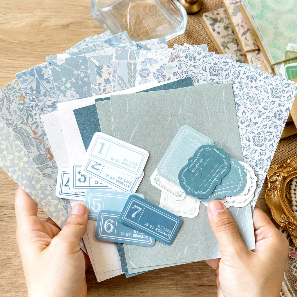 40pcs/pack Kawaii Scrapbooking Material Set Sticker Aesthetic DIY Scrapbooking Supplies Photo Album Decor Stationery Qme