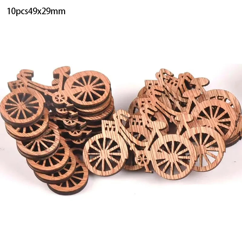 10pcs 49x29mm Brown Color Wood Slices Crafts For Handmade Scrapbooking Handicraft Wooden Ornament Sewing Accessories M1676 Qme